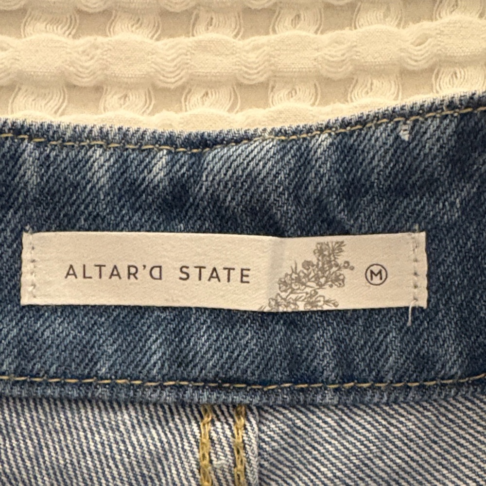 Altar'd State Blue Denim Wrap Short Skort with Side Tie Zipper Front SZ M - Picture 6 of 11